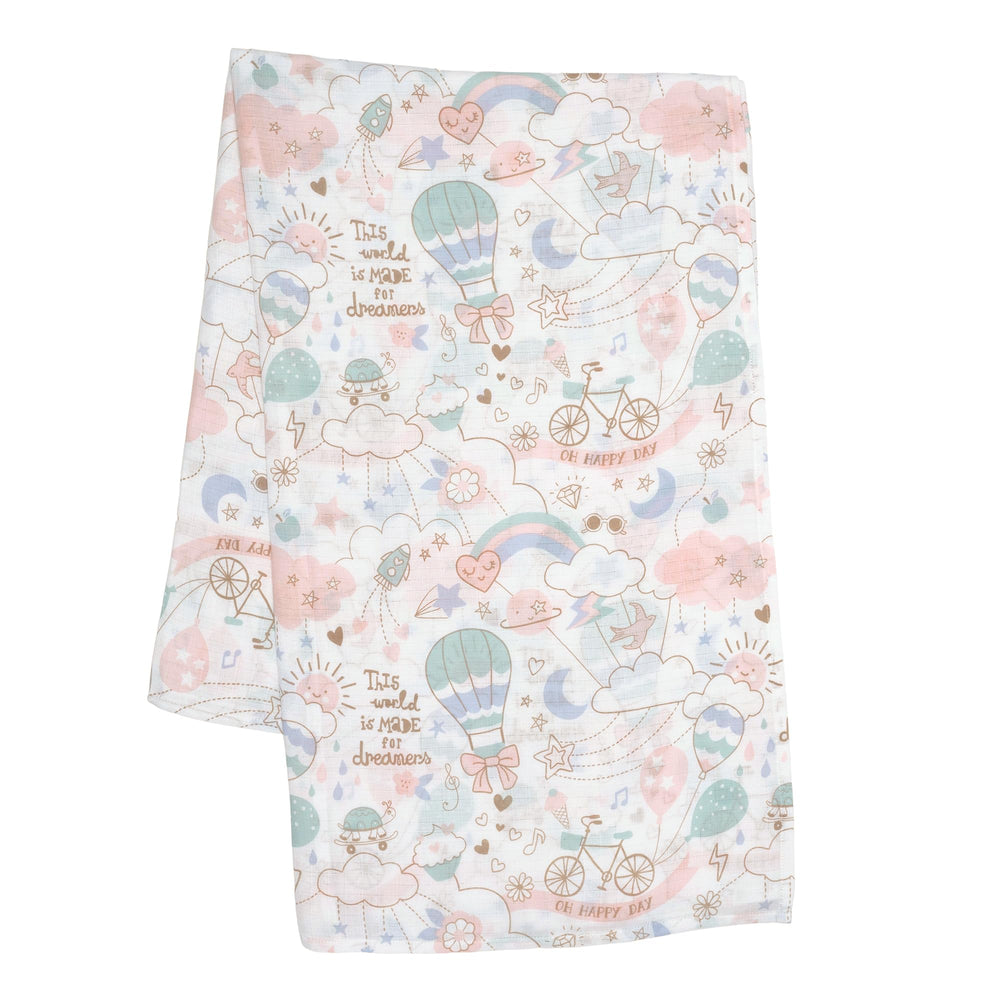 Lambs & Ivy burp cloth in colorful print, practical for feeding time.