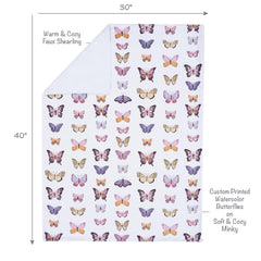 Lambs & Ivy Butterfly Dreams back showcases plush faux shearling for extra warmth.