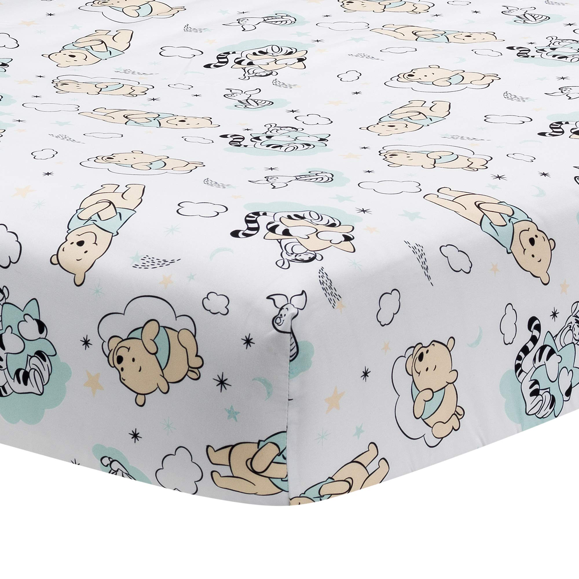 Lambs & Ivy Pooh applique quilt detail offers textured surfaces for baby sensory exploration