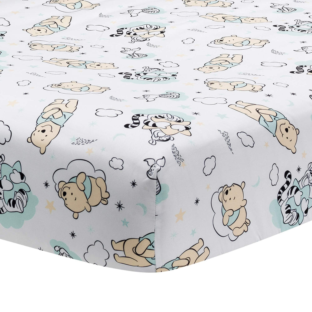 Lambs & Ivy Pooh applique quilt detail offers textured surfaces for baby sensory exploration
