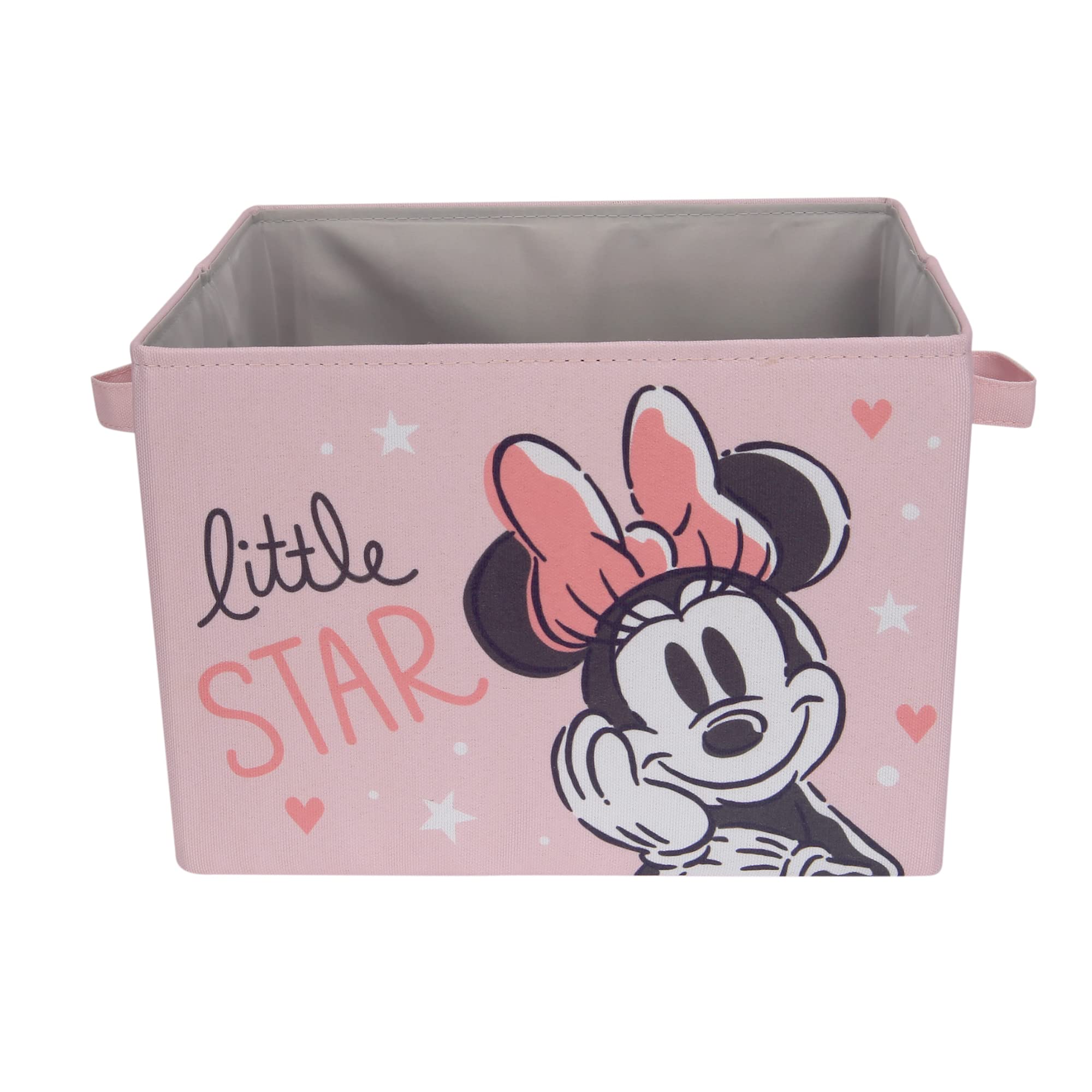 Minnie basket side view highlights two handles for portability