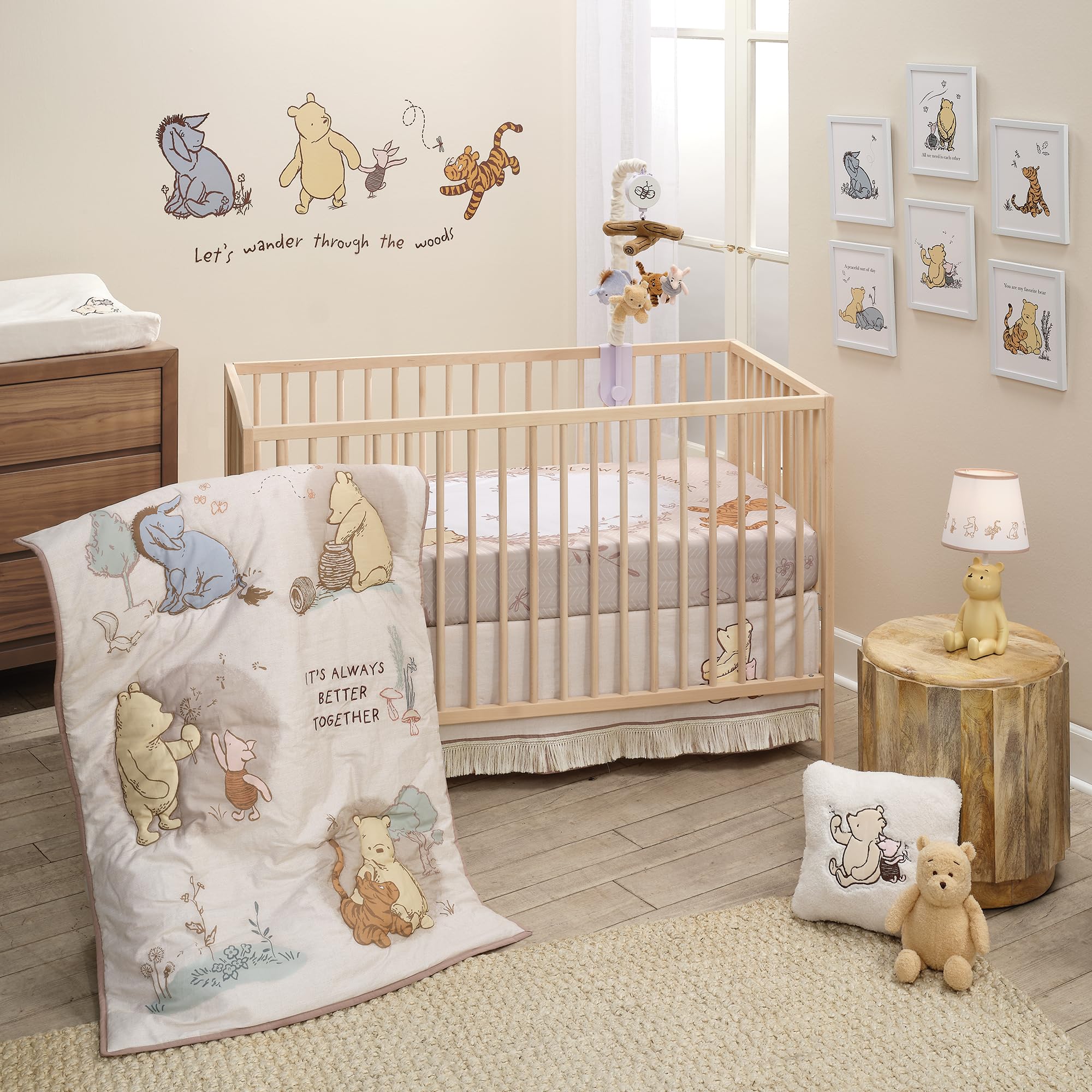 Lambs & Ivy Disney Pooh Bears sheet with vibrant nursery-ready design.