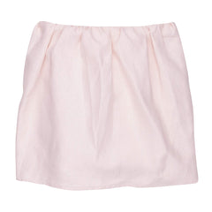 Lambs & Ivy Floral Garden pink linen crib skirt, front view, coordinates with serene nursery decor.