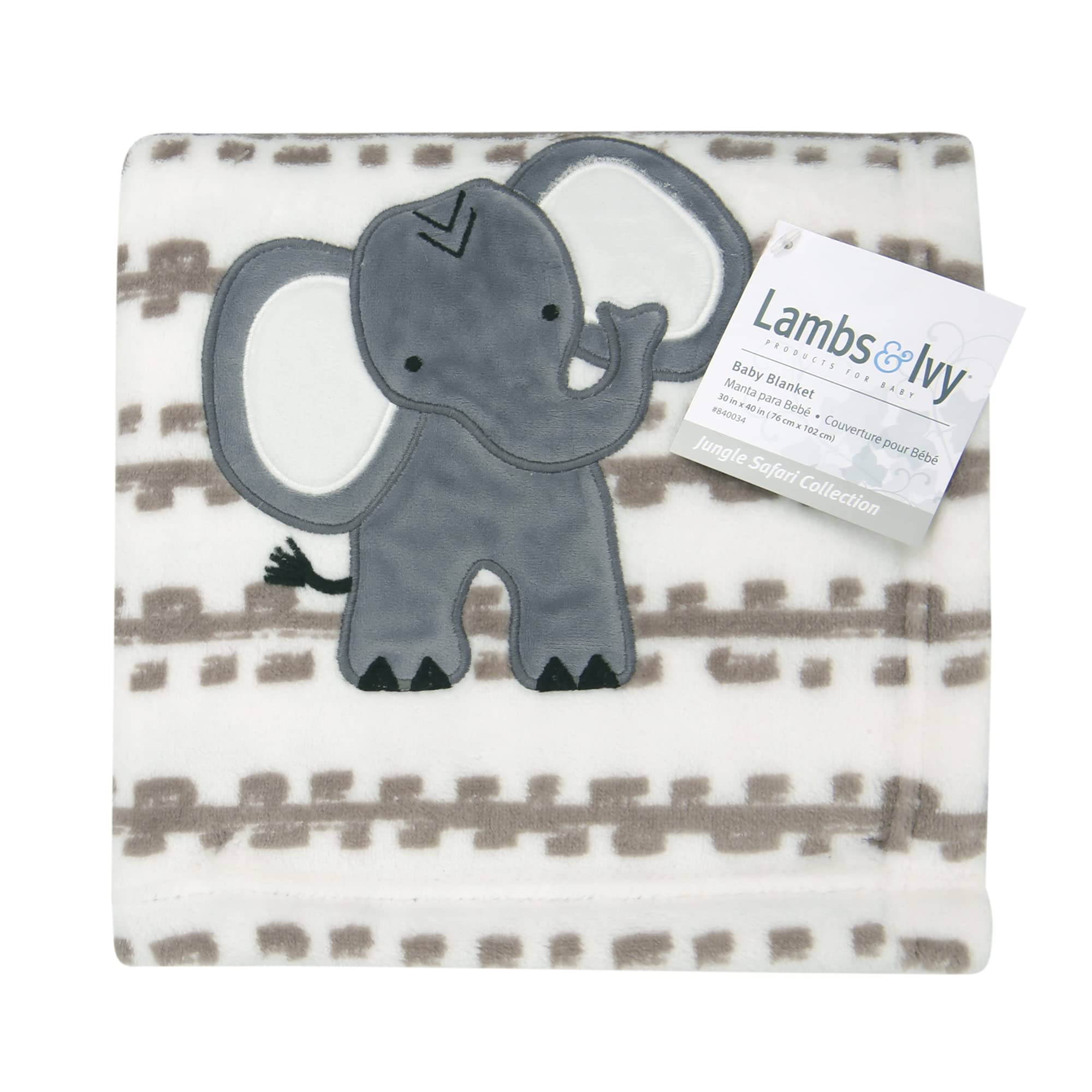 Lambs and Ivy Jungle Safari plush minky blanket texture highlights baby softness