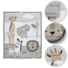 Lambs & Ivy Jungle Safari solid gray fitted sheet for secure crib fit.