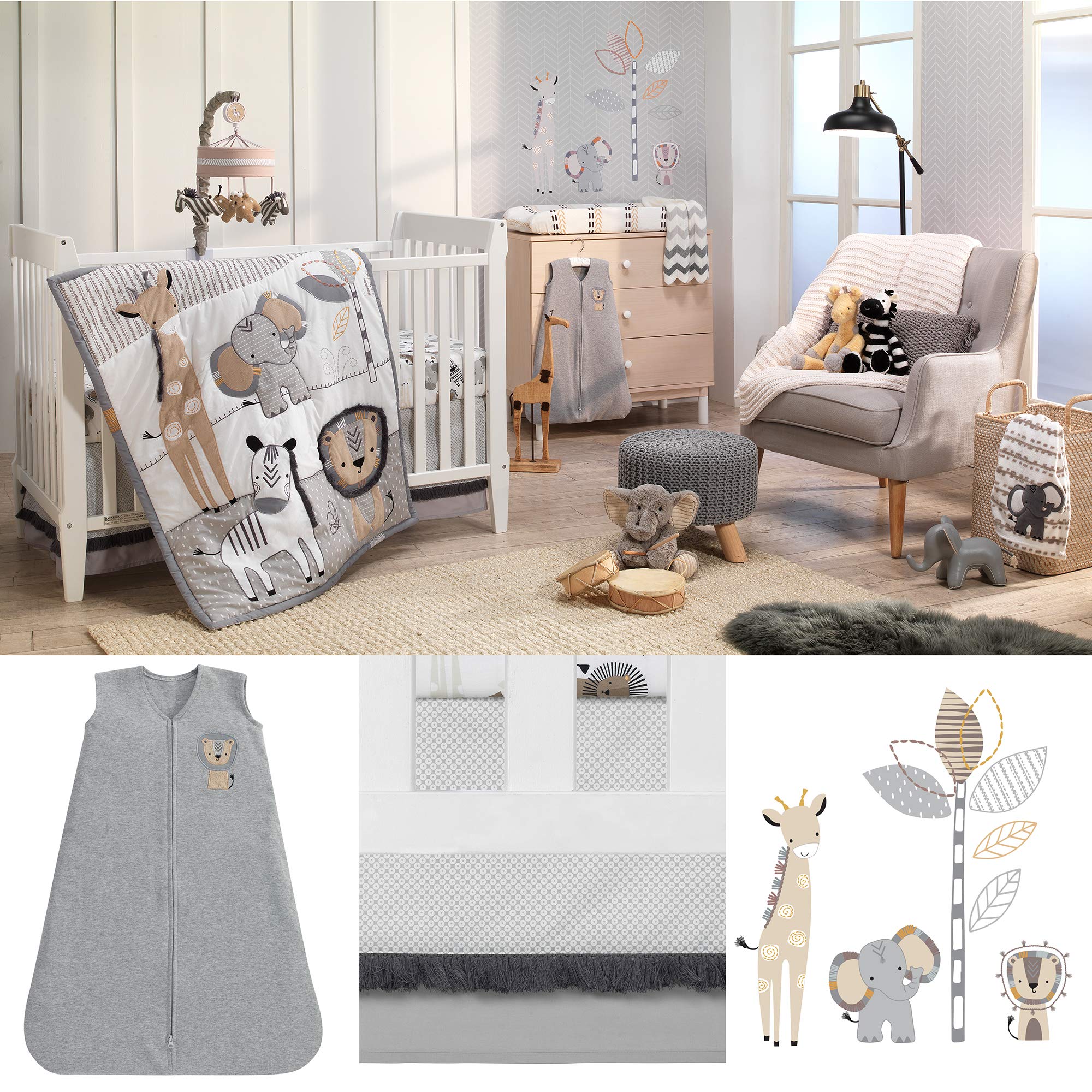 Lambs & Ivy Jungle Safari wall decals set for quick nursery transformation.