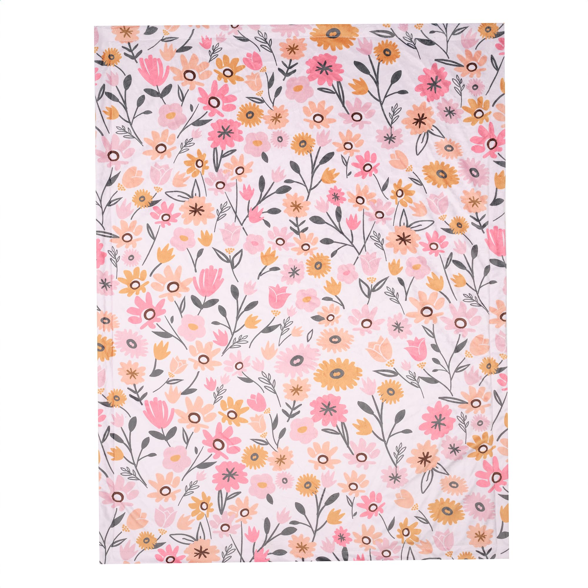Lambs & Ivy Little Garden blanket back view showing plush fleece faux shearling warmth