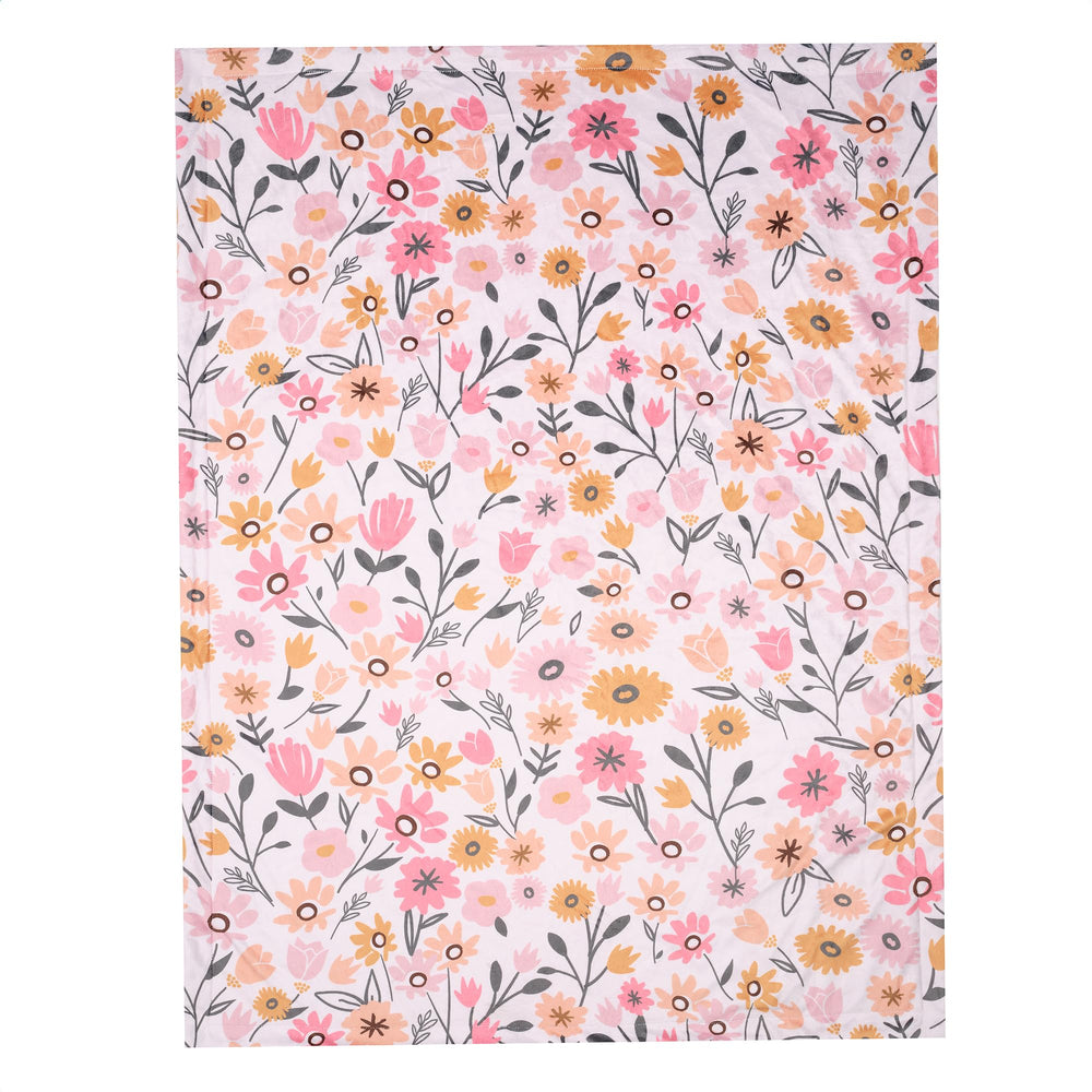 Lambs & Ivy Little Garden blanket back view showing plush fleece faux shearling warmth