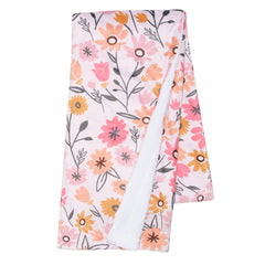Lambs & Ivy Little Garden blanket front view with soft minky and pastel florals for cozy snuggles