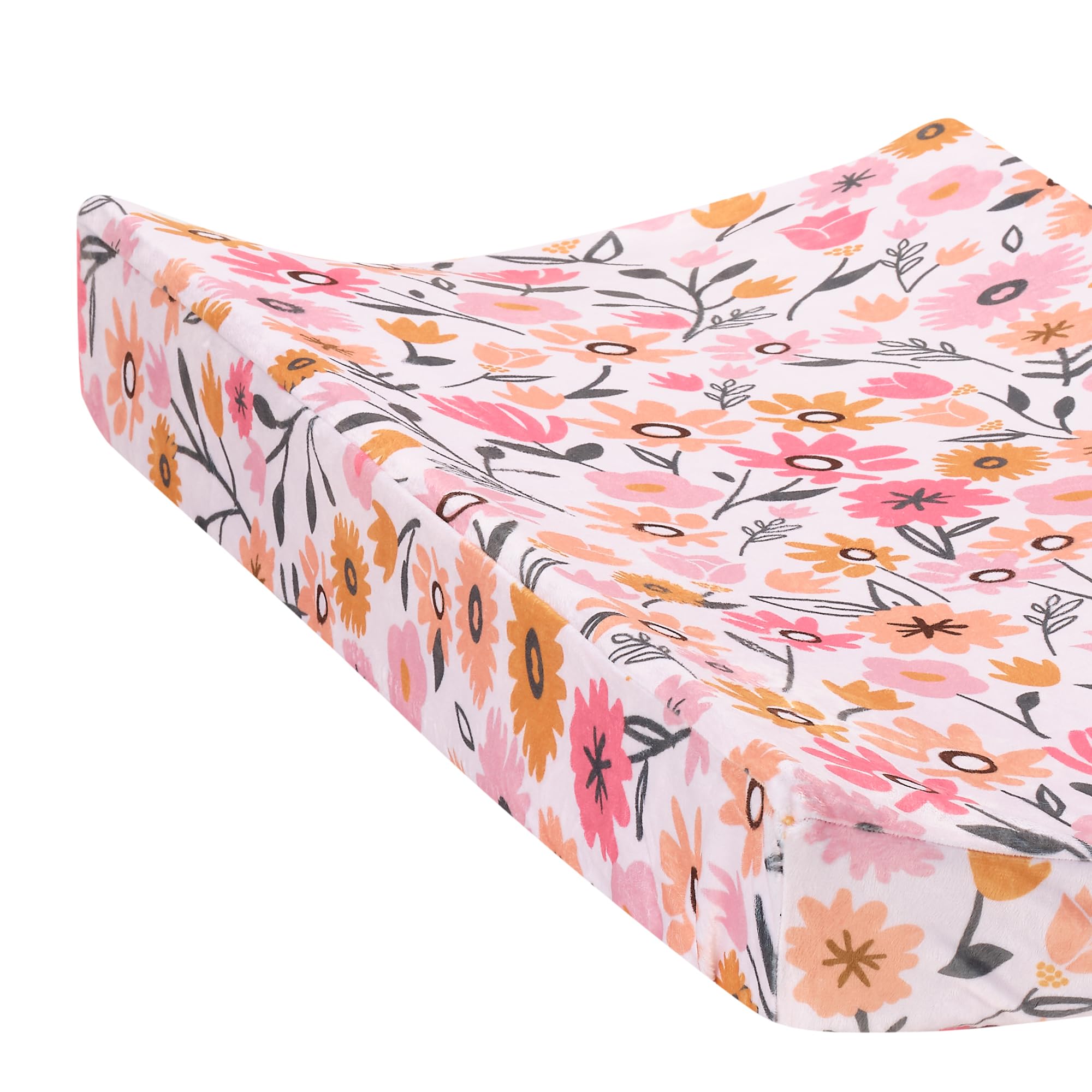 Lambs & Ivy Little Garden pink floral pattern changing pad cover enhances nursery decor