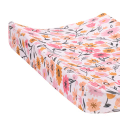 Lambs & Ivy Little Garden pink floral pattern changing pad cover enhances nursery decor