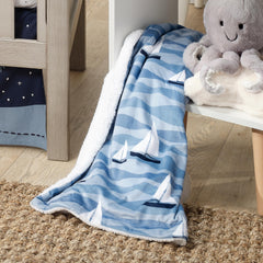 Lambs & Ivy Little Skipper nautical sailboats on waves design for nursery charm