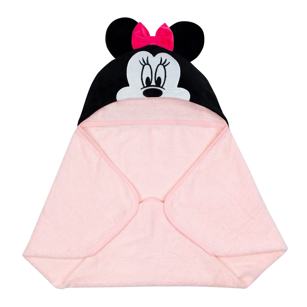 Lambs & Ivy Minnie Mouse hooded towel features plush lining for comforting baby moments