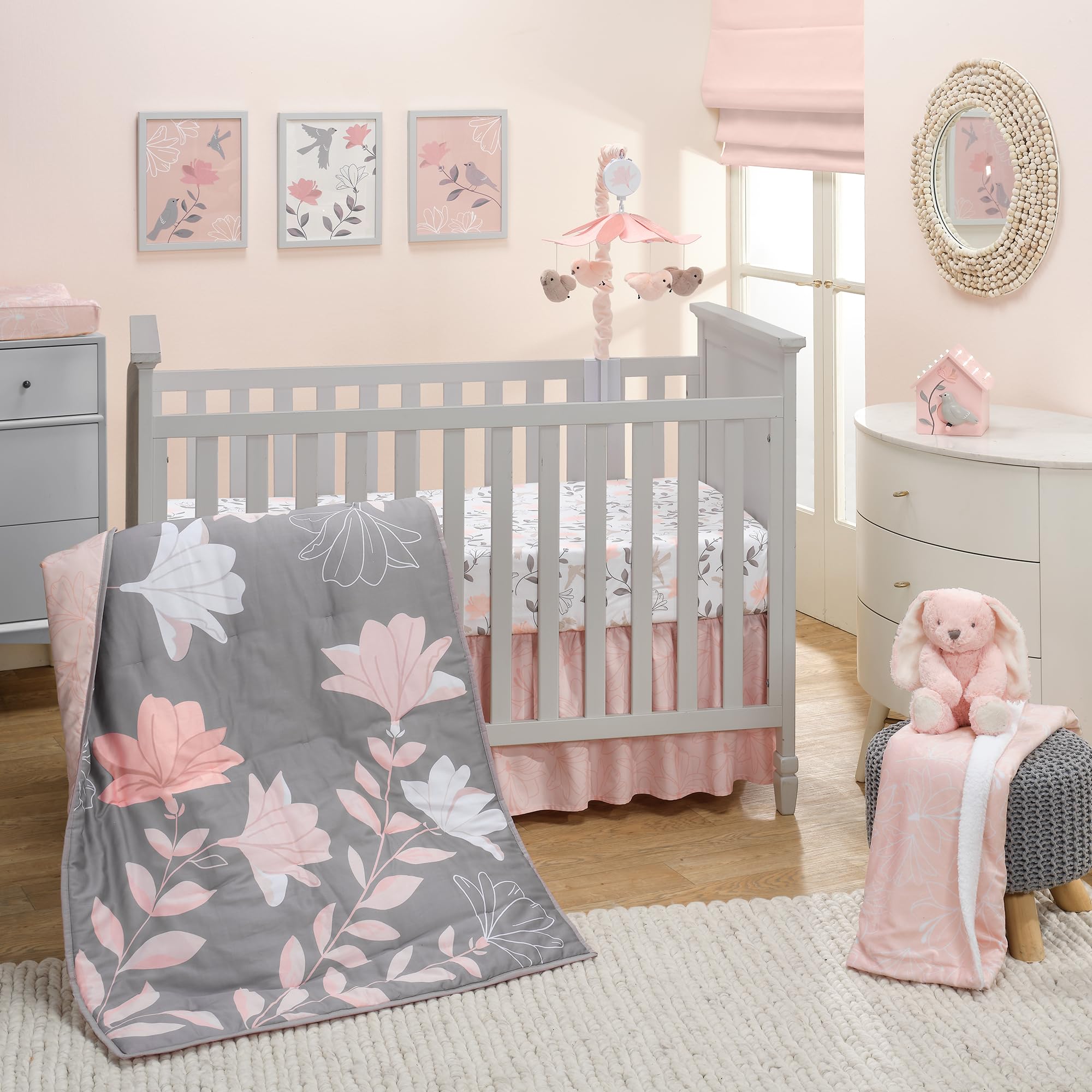 Lambs & Ivy Petals 100% cotton sheet sleeps soft.