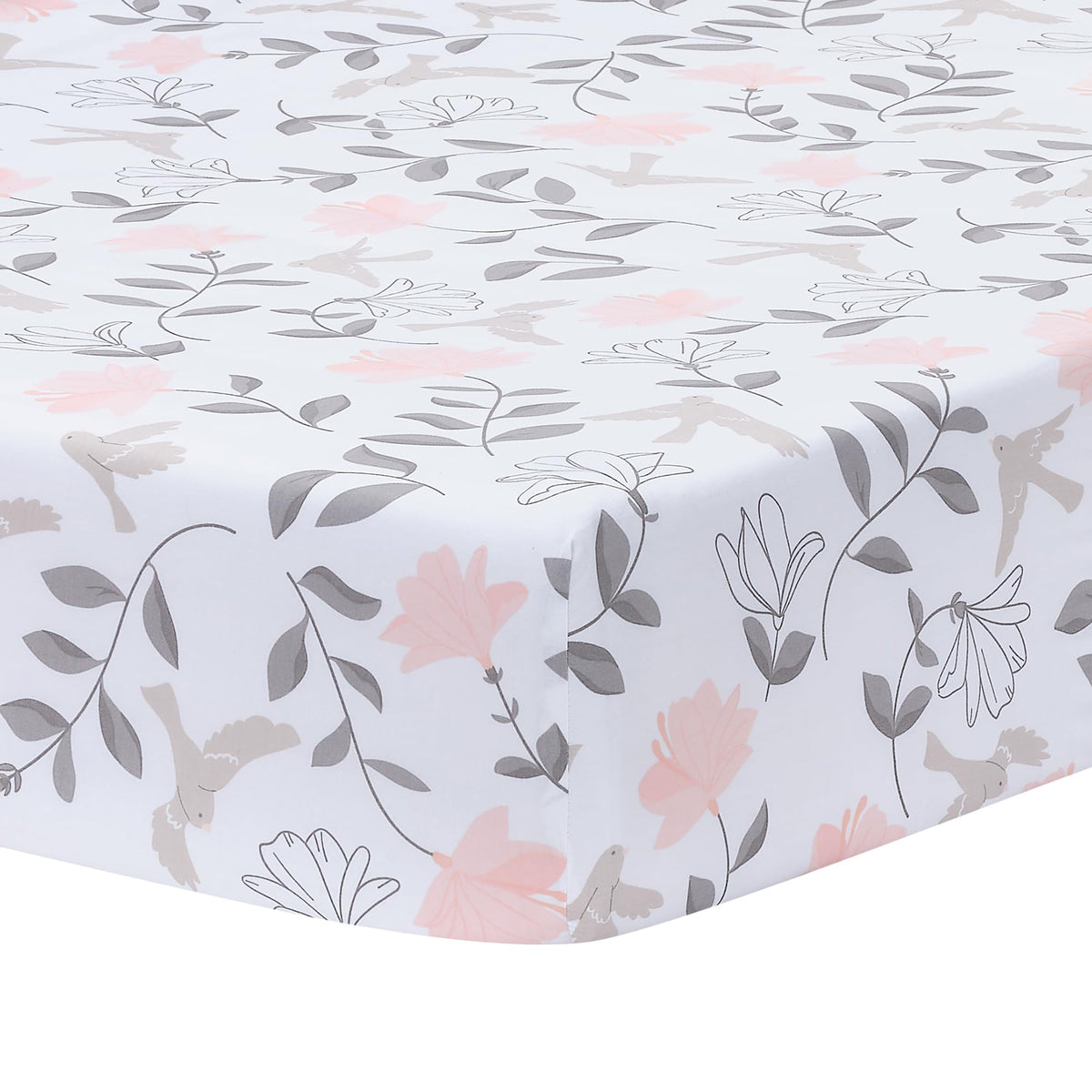 Lambs & Ivy Petals crib sheet pattern with soft floral design for nursery charm.