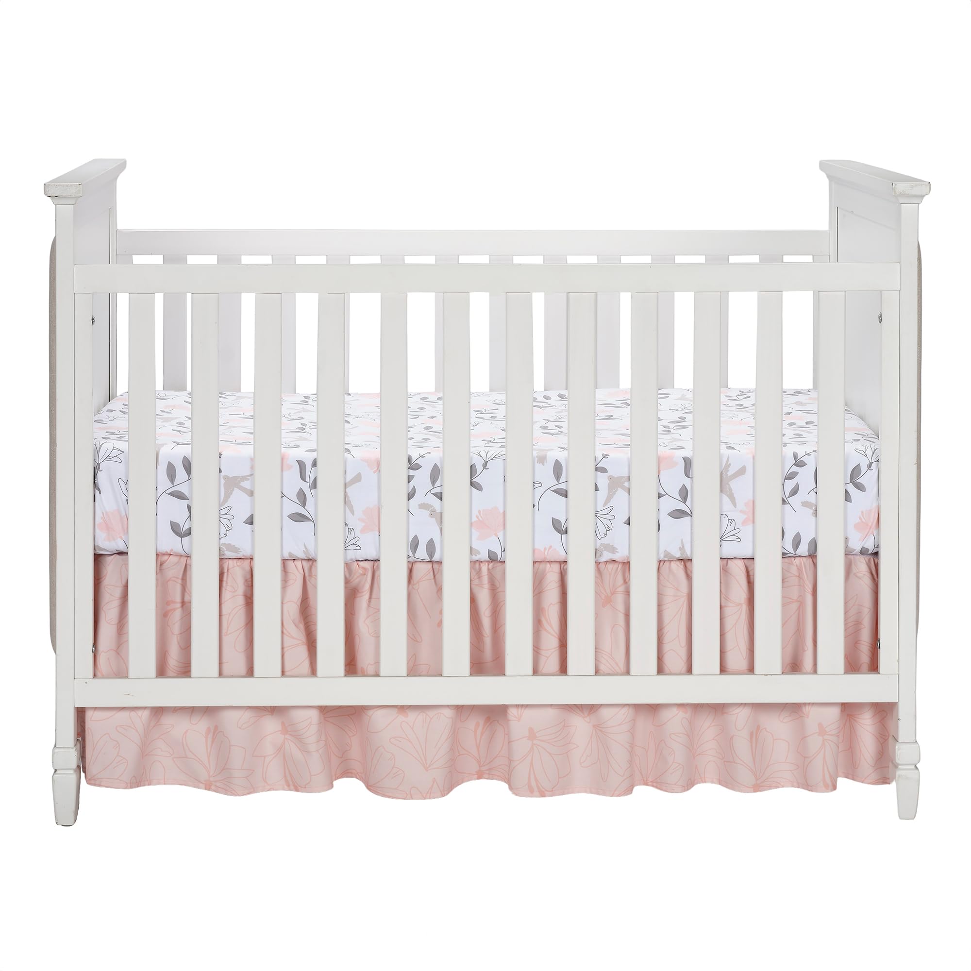 Lambs & Ivy Petals elastic-all-around fit keeps sheet secure.