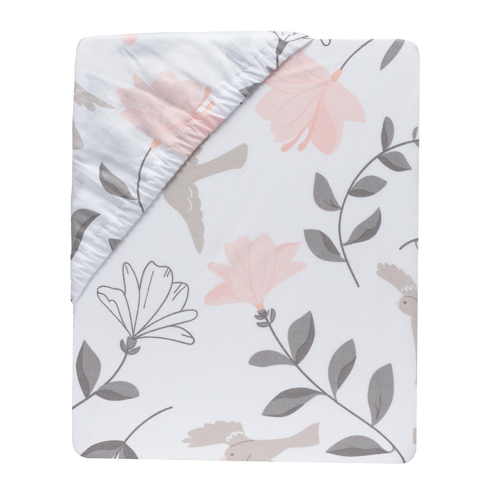Lambs & Ivy Petals machine-washable sheet for easy care.