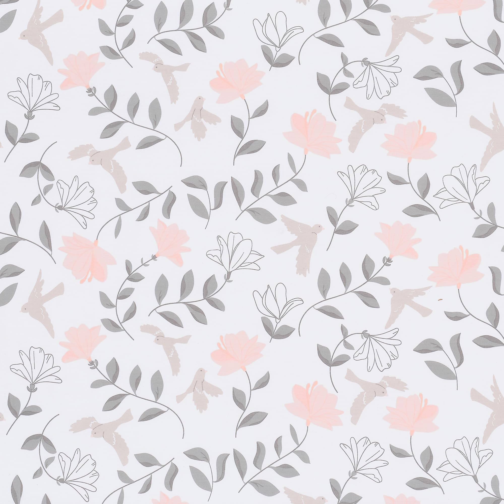 Lambs & Ivy Petals pink flowers add gentle color to crib decor.