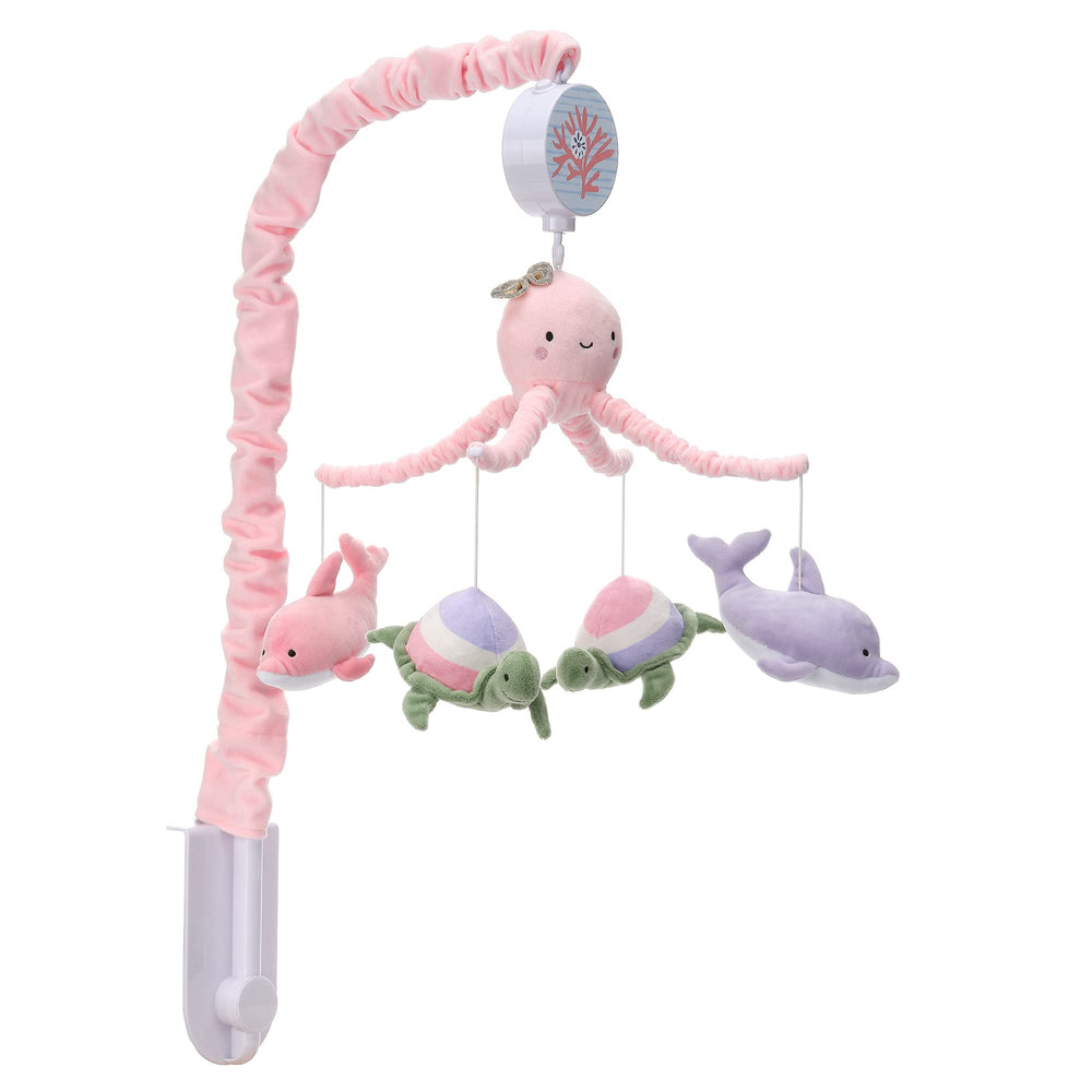 Pastel sea creatures in Sea Dreams mobile provide gentle nighttime visual cues.