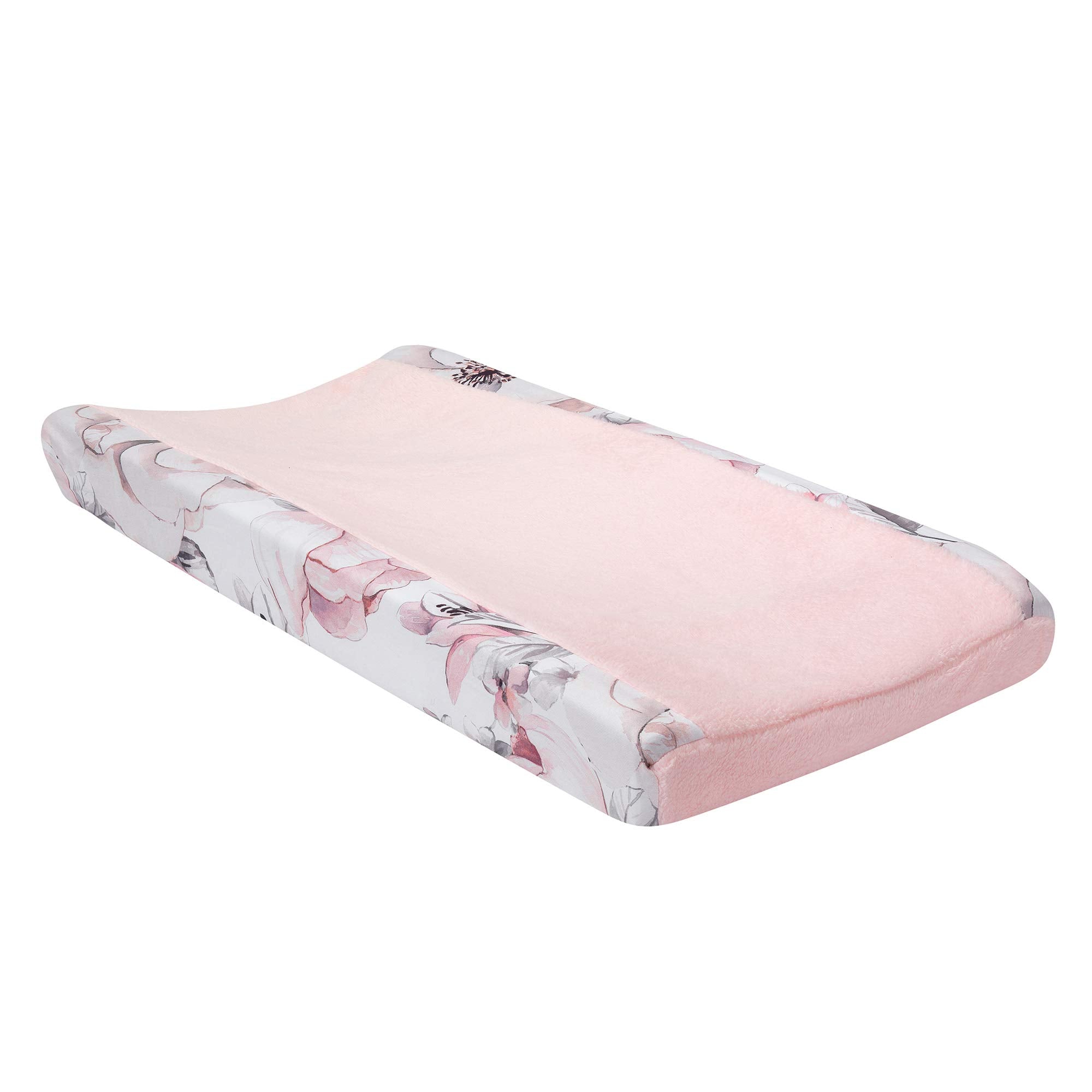 Lambs & Ivy Signature Botanical Minky changing pad cover central panel keeps baby warm during diaper changes.