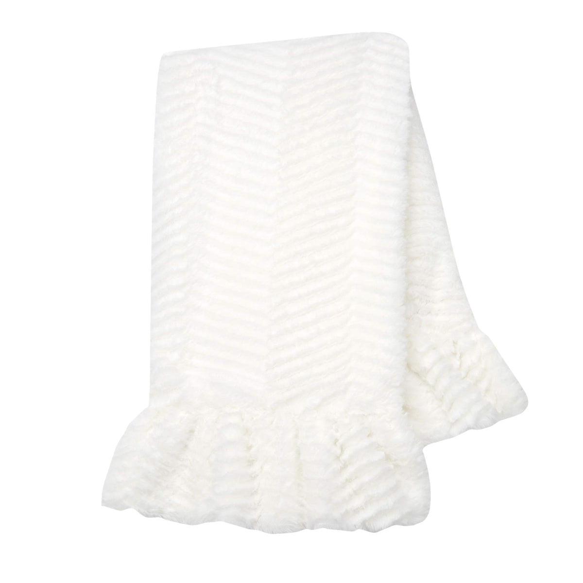 Lambs & Ivy Signature white chevron minky blanket provides ultra-soft comfort for cozy baby snuggles.
