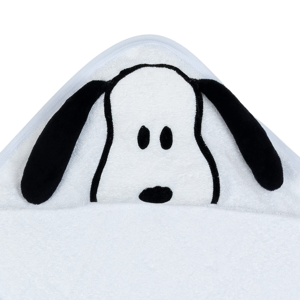 Lambs & Ivy Snoopy towel velour hood detail close-up