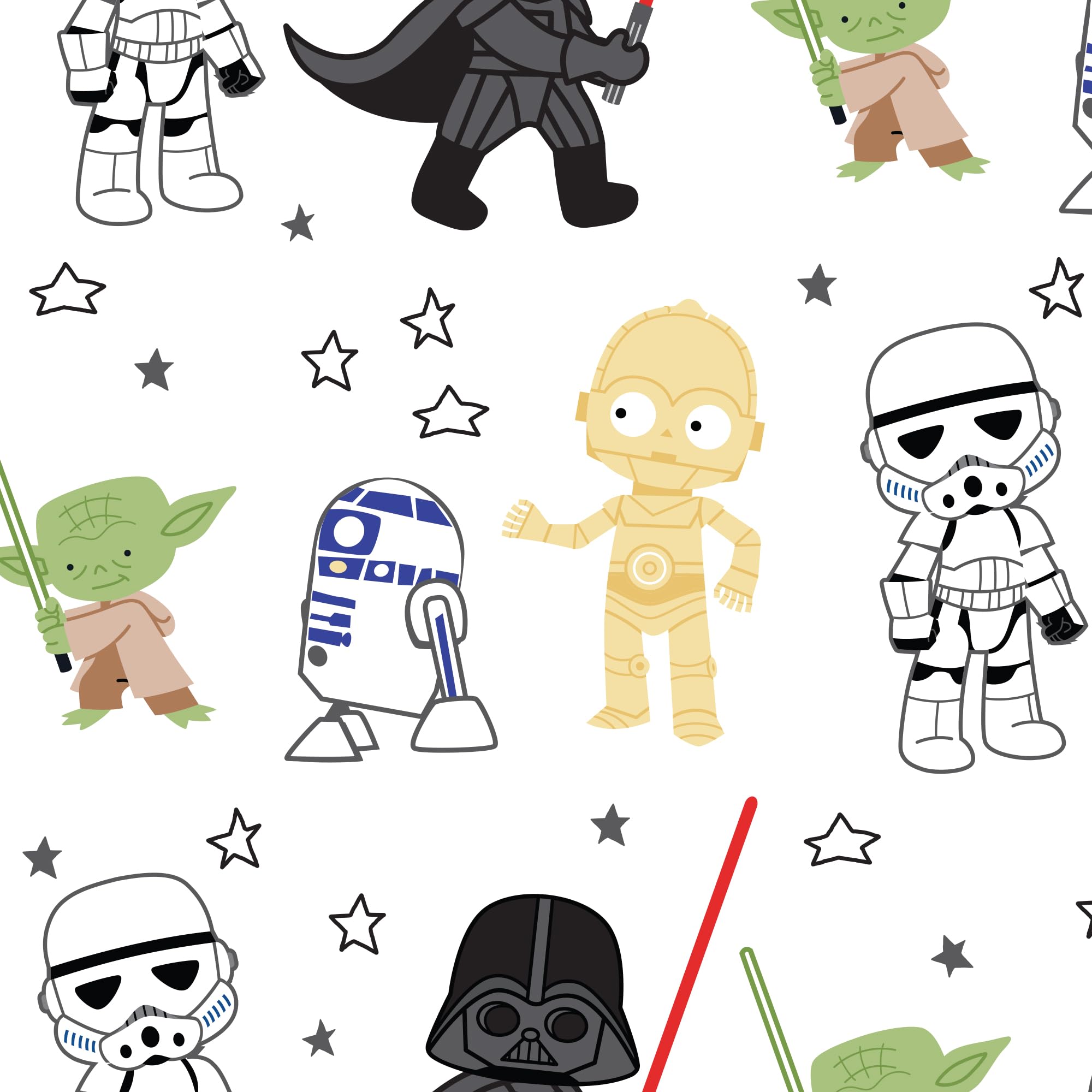 Lambs & Ivy tossed stars motif on Star Wars sheet sparks bedtime imagination