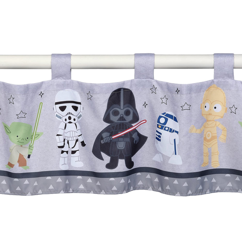 Lambs & Ivy Star Wars valance with Darth Vader creates bold room accents.