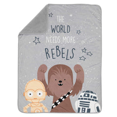 Lambs & Ivy Star Wars Rebels blanket fabric close-up showing luxurious minky texture