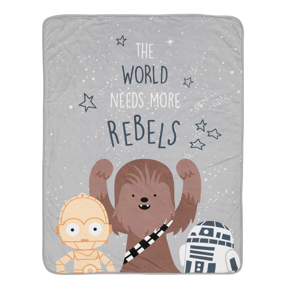 Lambs & Ivy Star Wars Rebels blanket front Chewbacca close-up for cozy stroller outings