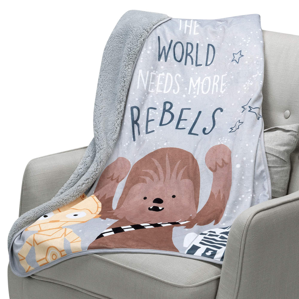 Lambs & Ivy Star Wars Rebels blanket in stroller use for on-the-go warmth