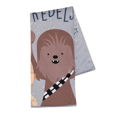 Lambs & Ivy Star Wars Rebels blanket with 'The World Needs More Rebels' print