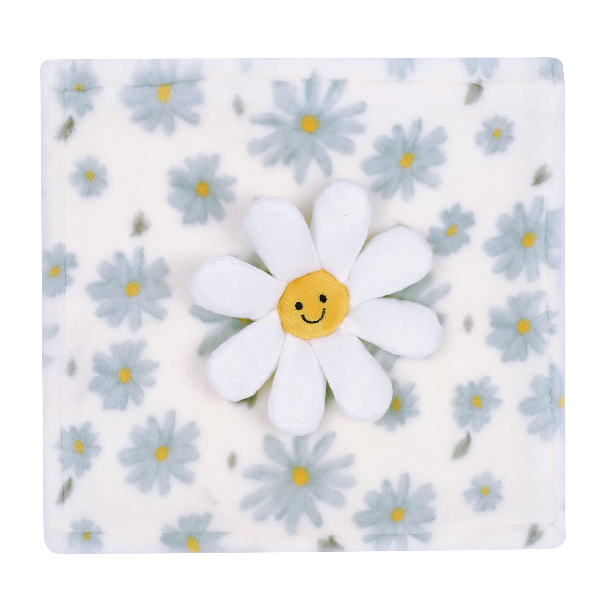 Daisy velour flower with happy face on Lambs & Ivy Lovey