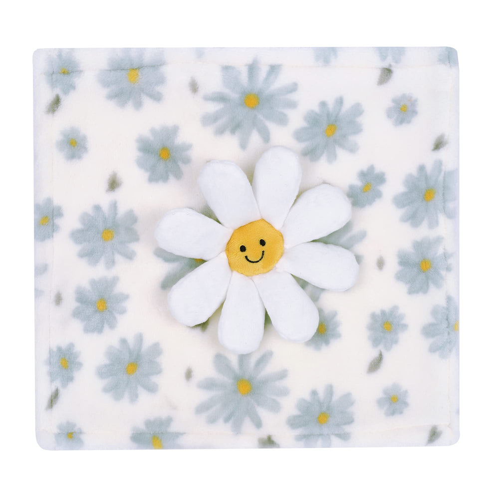 Daisy velour flower with happy face on Lambs & Ivy Lovey