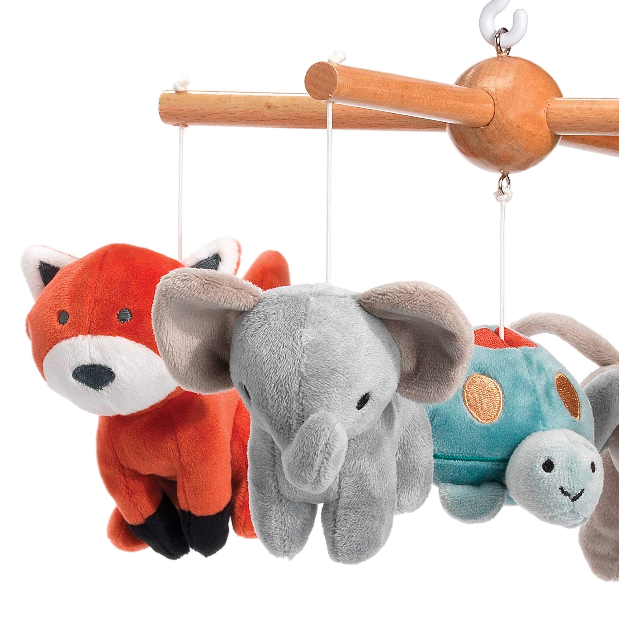 On/off switch on the Lambs & Ivy Wild Life mobile for easy bedtime setup.