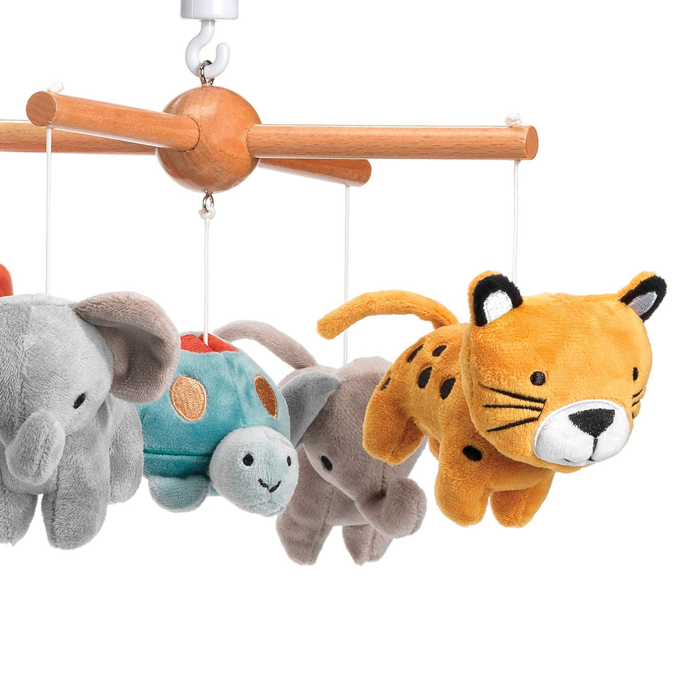 Lambs & Ivy Wild Life mobile volume control for comfortable listening.