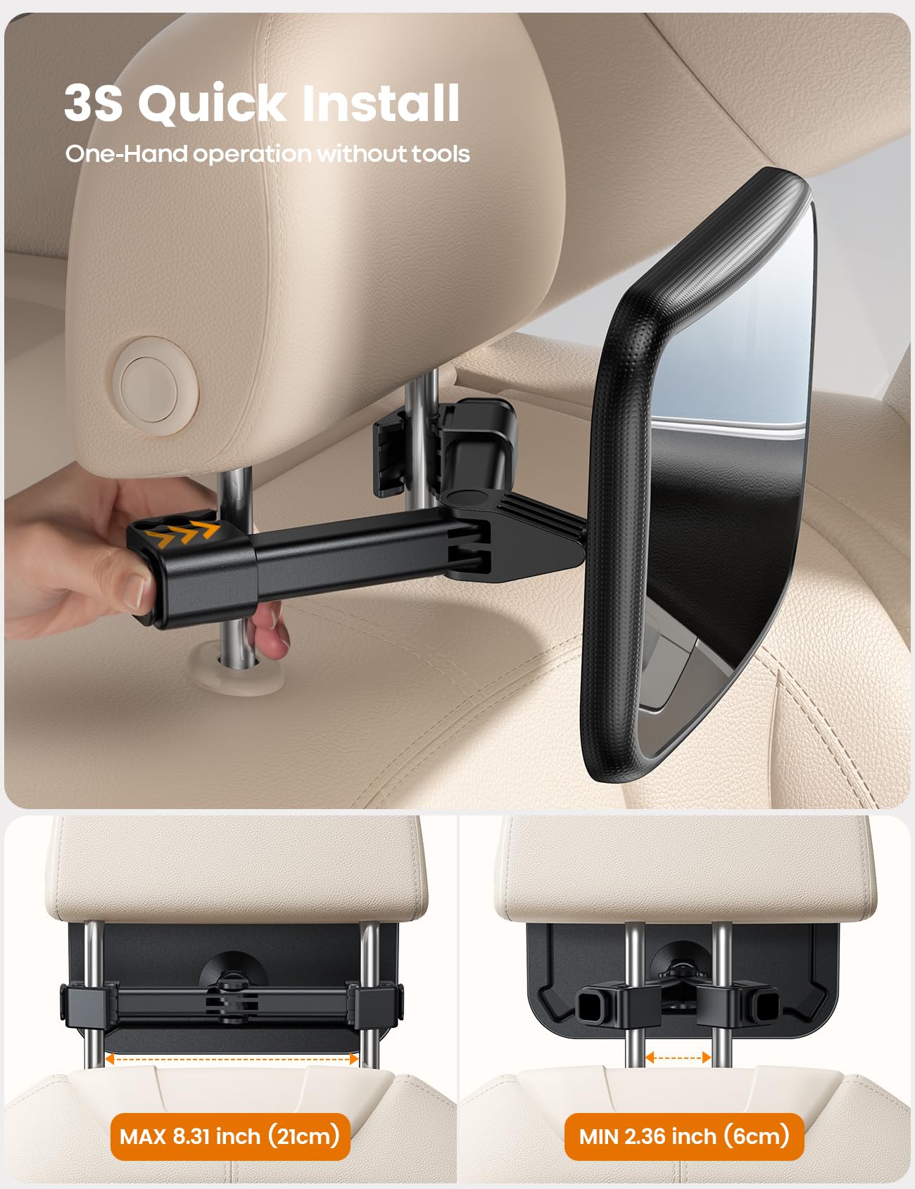 Lamicall 9x5.8-inch mirror surface minimizes distortion for a true view.