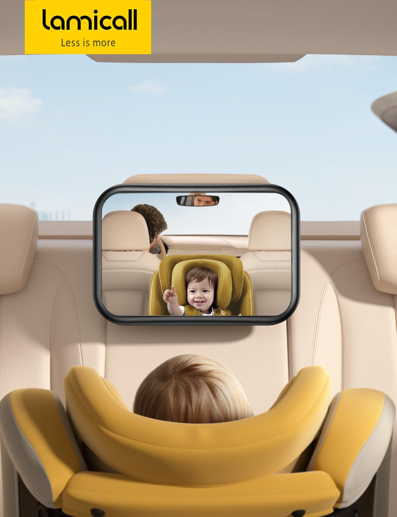 Lamicall ultra-stable triangle clip stays firmly attached on adjustable headrests.