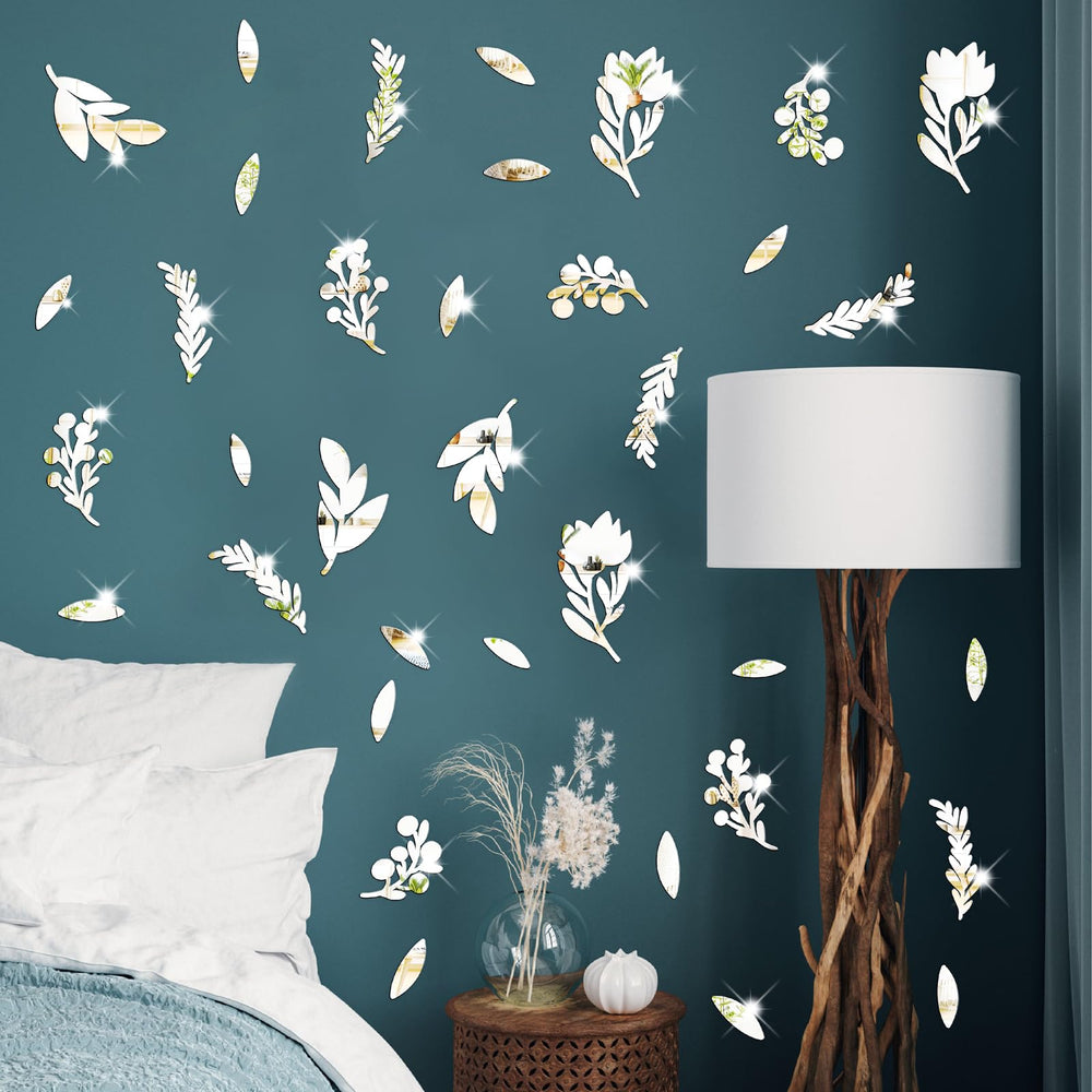 Lamkidle 3D silver mirror decals create depth and a modern accent