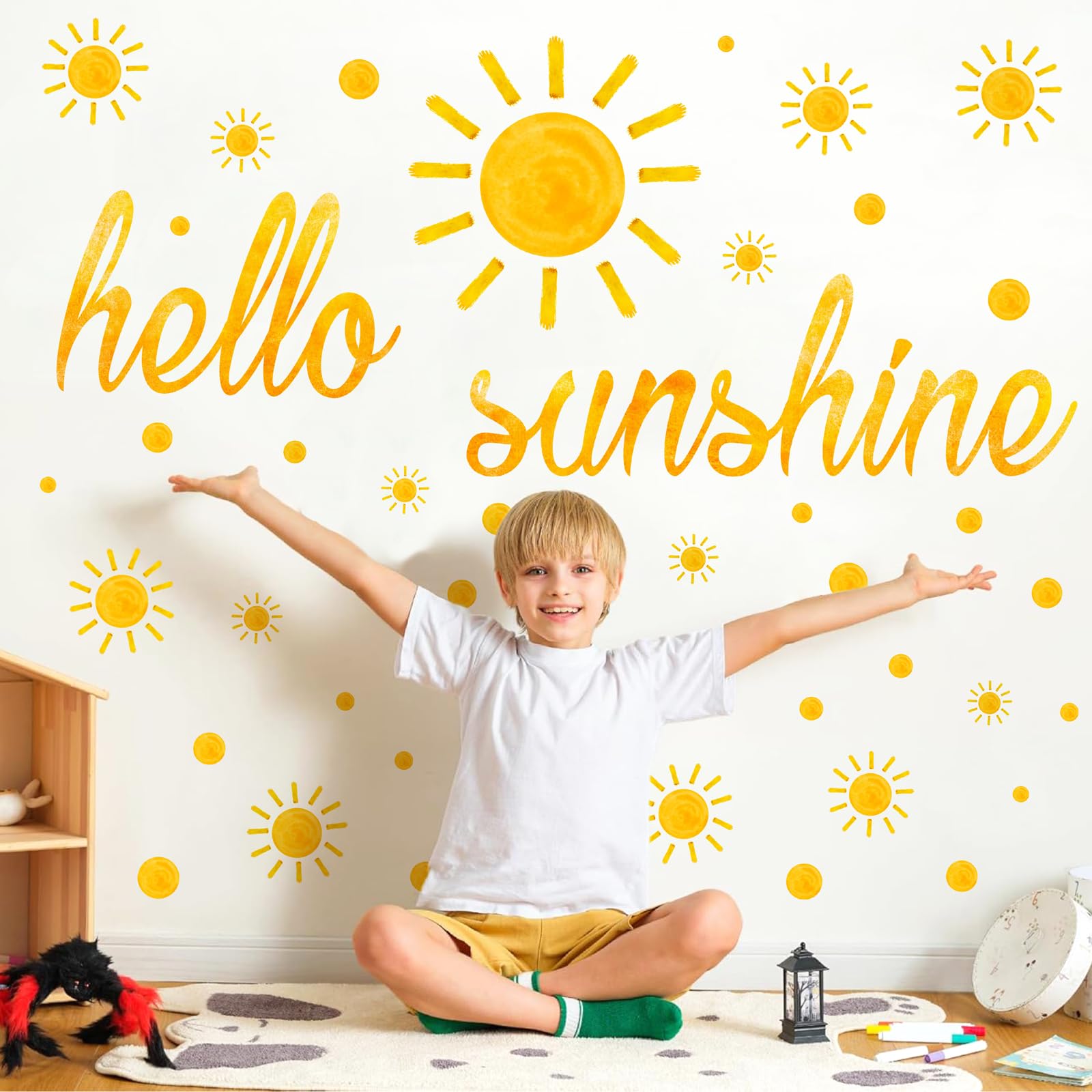 Lamkidle peel and stick sun wall sticker on smooth surfaces
