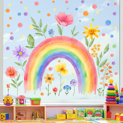 Lamkidle watercolor rainbow stickers add playful color to kids' walls