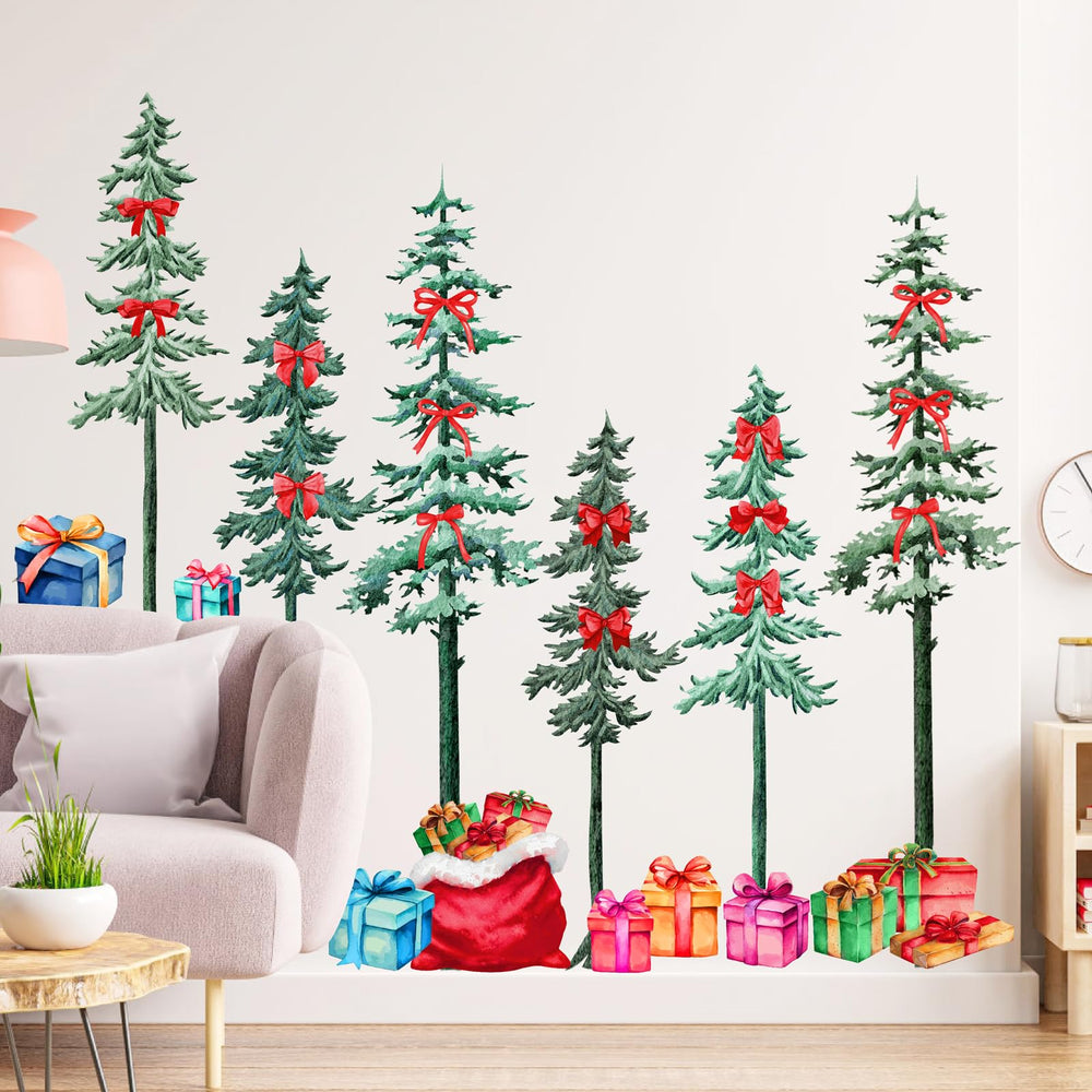 Lamkidle winter green pine trees wall stickers brighten bedrooms with nature-inspired warmth.