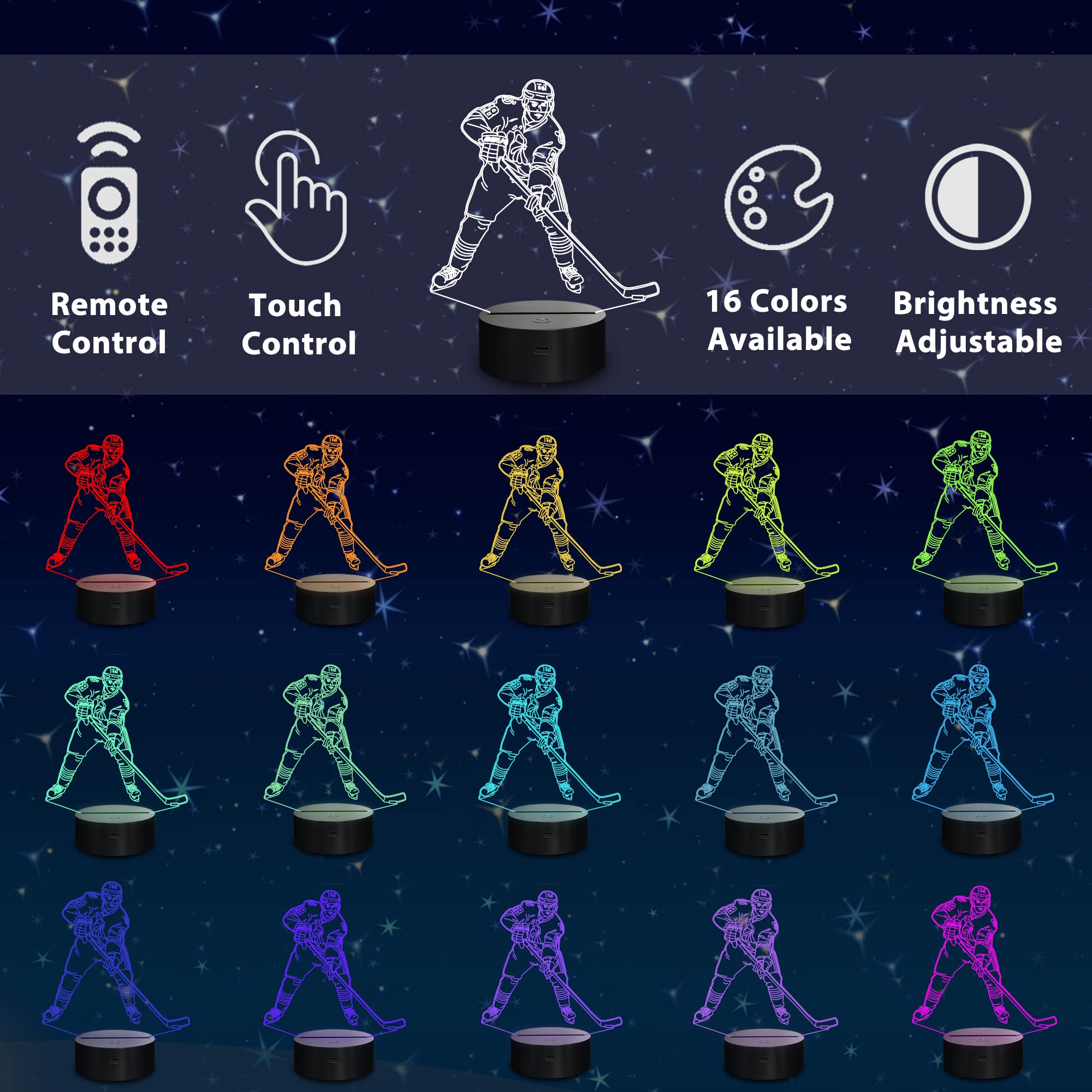 Lampeez acrylic panel 3D illusion brings the ice hockey figure to life.