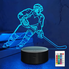 Lampeez ice hockey player 3D night light front view for kids' room with vivid colors