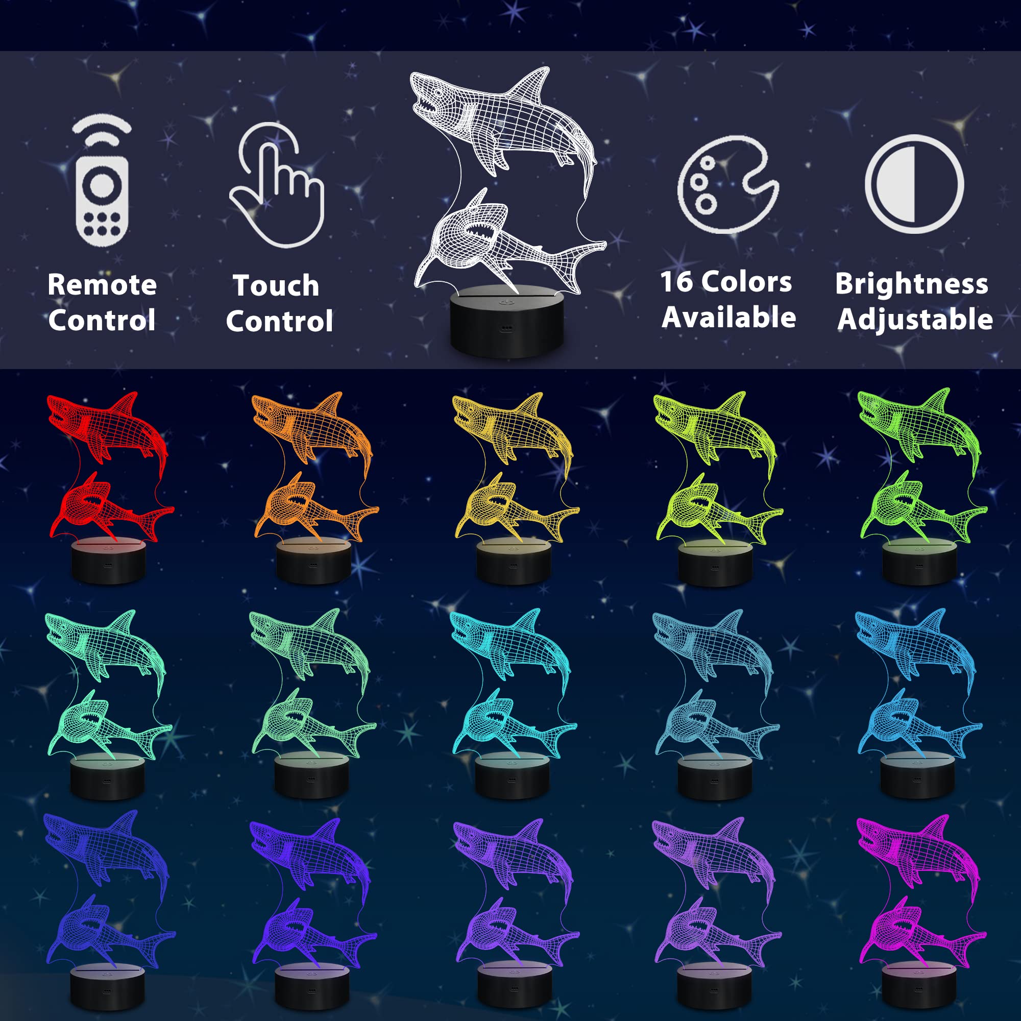 Lampeez remote color-changing shark light lets you adjust ambiance from across the room.