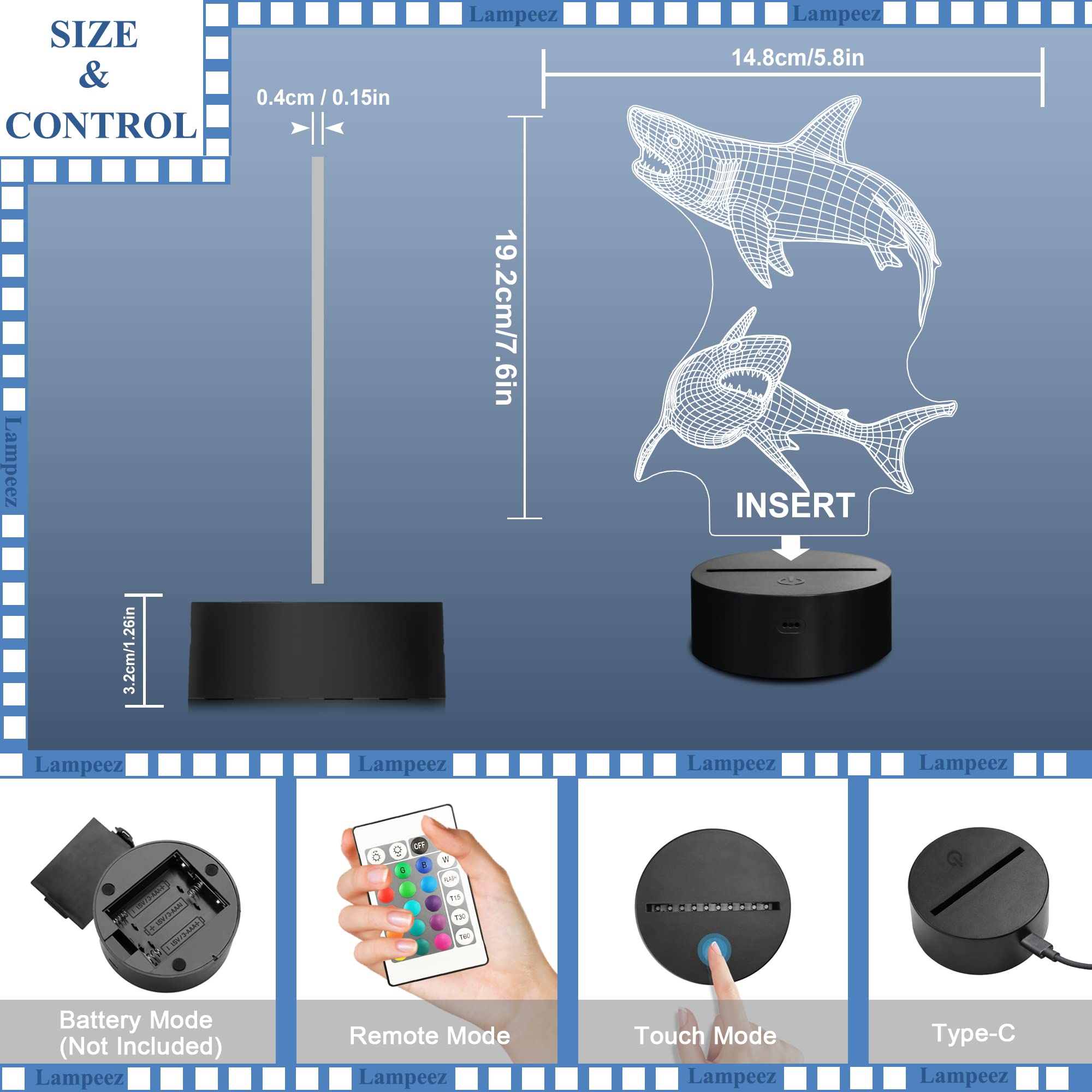 Lampeez USB base-powered shark light is desk-friendly for dorms and study corners.