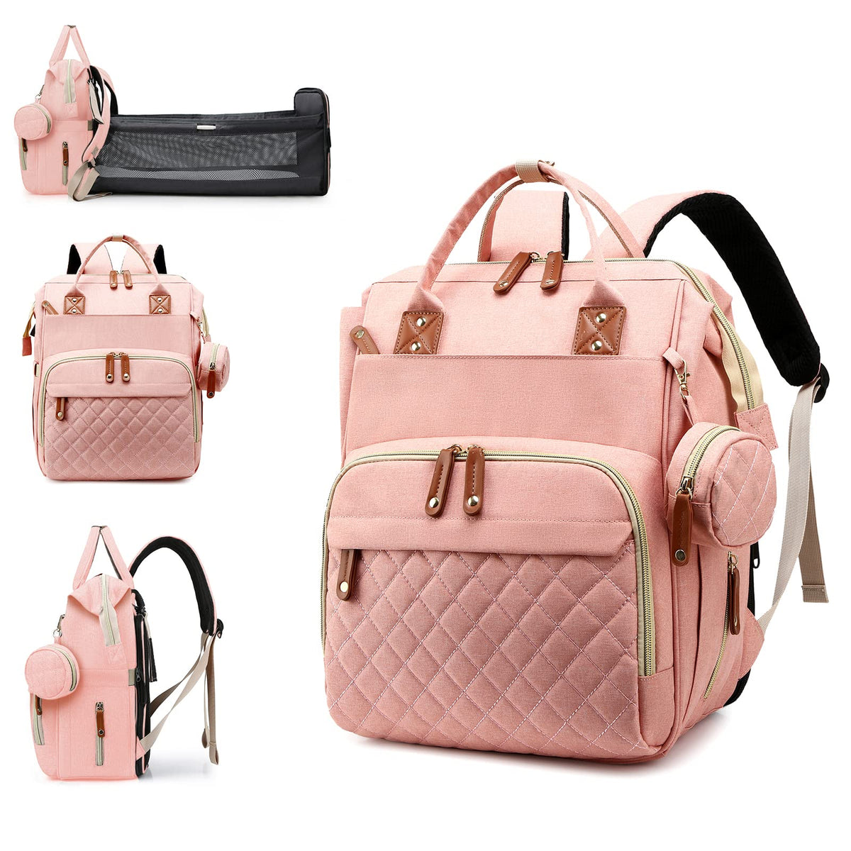 Lamroro Diaper Bag changing station folding pad provides a clean, convenient changing surface on the go.