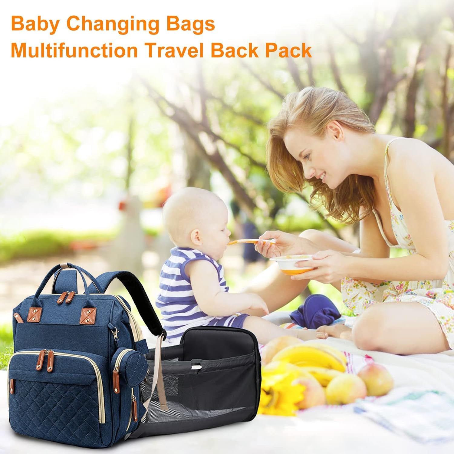 Lamroro bag with foldable changing pad for soft surfaces
