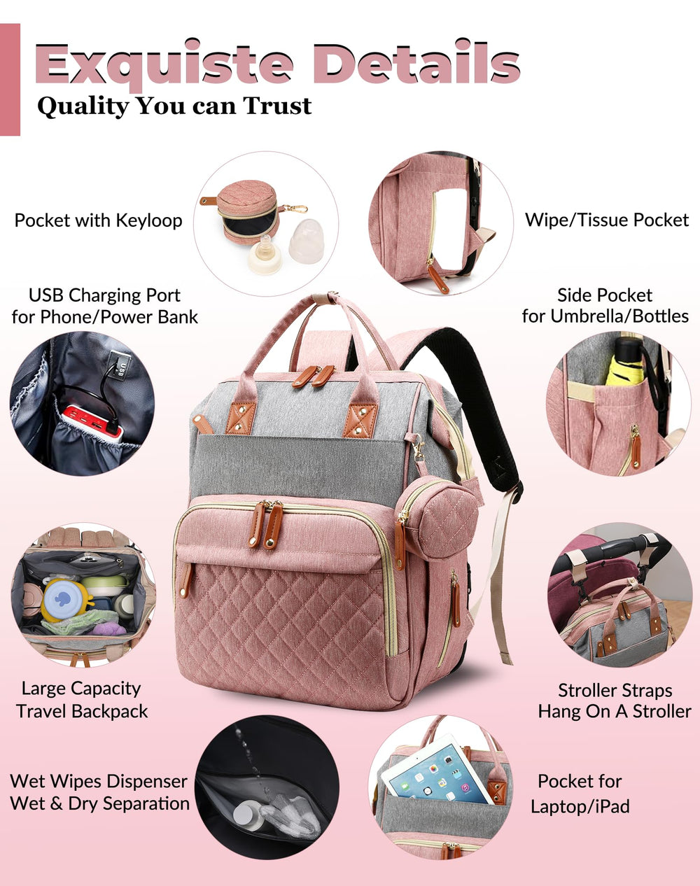 Lamroro diaper bag foldable-changing-pad for quick, clean diaper changes anywhere.