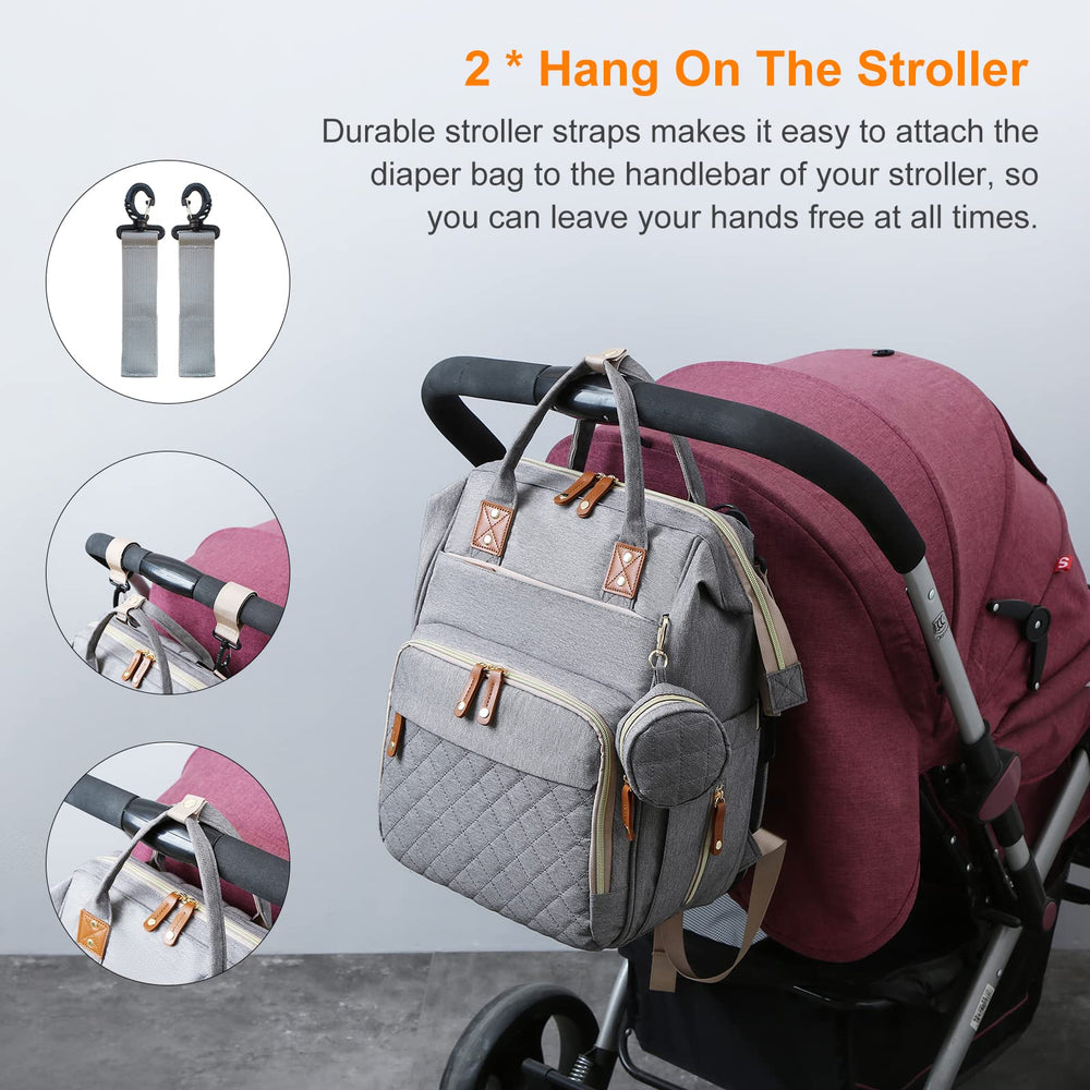 Lamroro diaper bag heat-retaining pockets keep bottles warm while you travel.